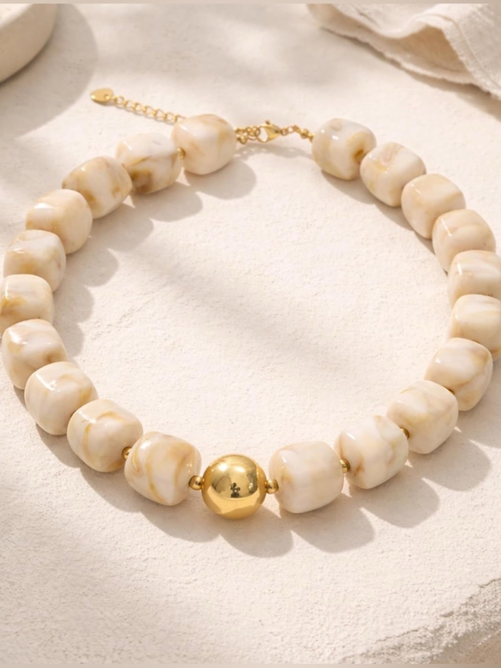 Cream Beaded Statement Necklace NEW